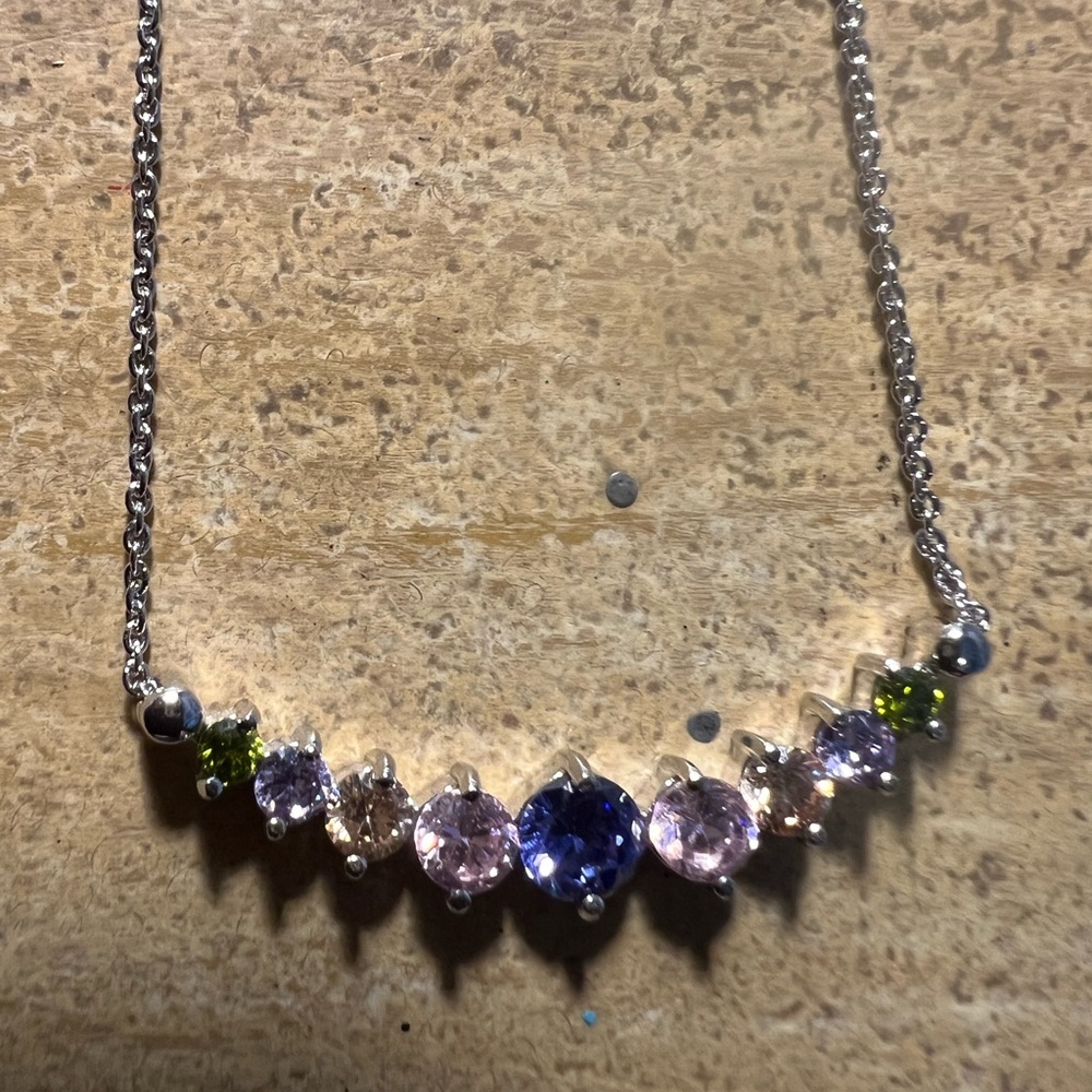 925 Sterling Silver Necklace With Gem Stones
